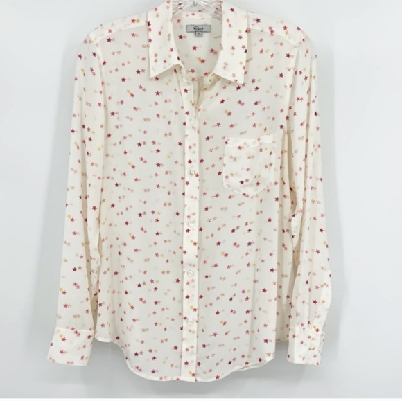 Rails 100% Silk Stars Star Button Down Shirt Top - Picture 3 of 5